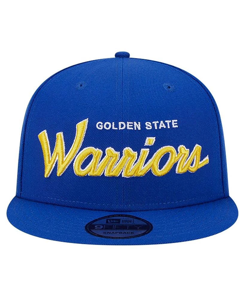 New Era Men's Royal Golden State Warriors Evergreen Script Side Patch 9FIFTY Snapback Hat
