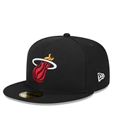 New Era Men's Black Miami Heat Rally Drive Side Patch 59FIFTY Fitted Hat