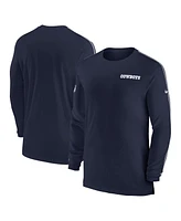 Nike Men's Navy Dallas Cowboys Sideline Coach Uv Performance Long Sleeve T-Shirt