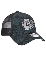 New Era Men's Black Kansas City Chiefs Agave Trucker 9FORTY Adjustable Hat