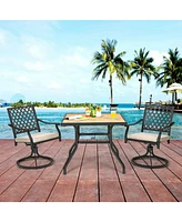 Slickblue 2 Pieces Patio 360° Swivel Dining Chairs with Rocker and Cushioned Armrest-Beige