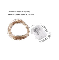 Yescom 66 ft Led String Lights Battery Operated Starry Fair Rope Lights 8 Modes Remote Christmas