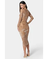 Bebe Women's Burnout Midi Dress