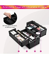 Byootique 14"x8"x10" Lockable Abs Aluminum Cosmetic Makeup Case Box Train Black