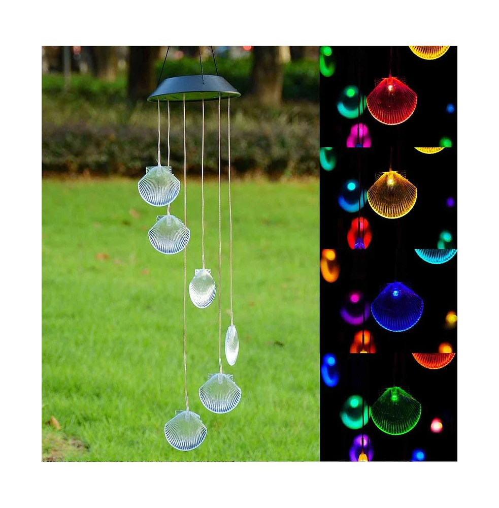 Yescom 6 Shell Solar Led Light Wind Chime Decor Lighting Home Yard Valentine Christmas