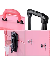 Byootique Rolling Makeup Case w/ Lights Mirror Cosmetic Aritist Studio Multi-function Pink