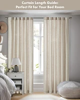 Madison Park Beals Faux Linen Curtain Single Panel for Bedroom, Rob Pocket/Back Tab fit up to 1.25 inches rod Single Curtain Panel for Living Room, Un