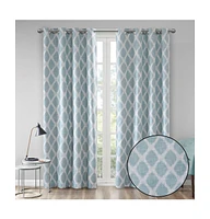 SunSmart Blakesly Ikat blackout curtains for bedroom, Silver grommet top fit up to 1.25 inches rod Single Curtain Panel for Living Room