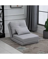 Homcom 2-in-1 Floor Lazy Sofa Bed with 5 Position Adjustable Backrest, Light
