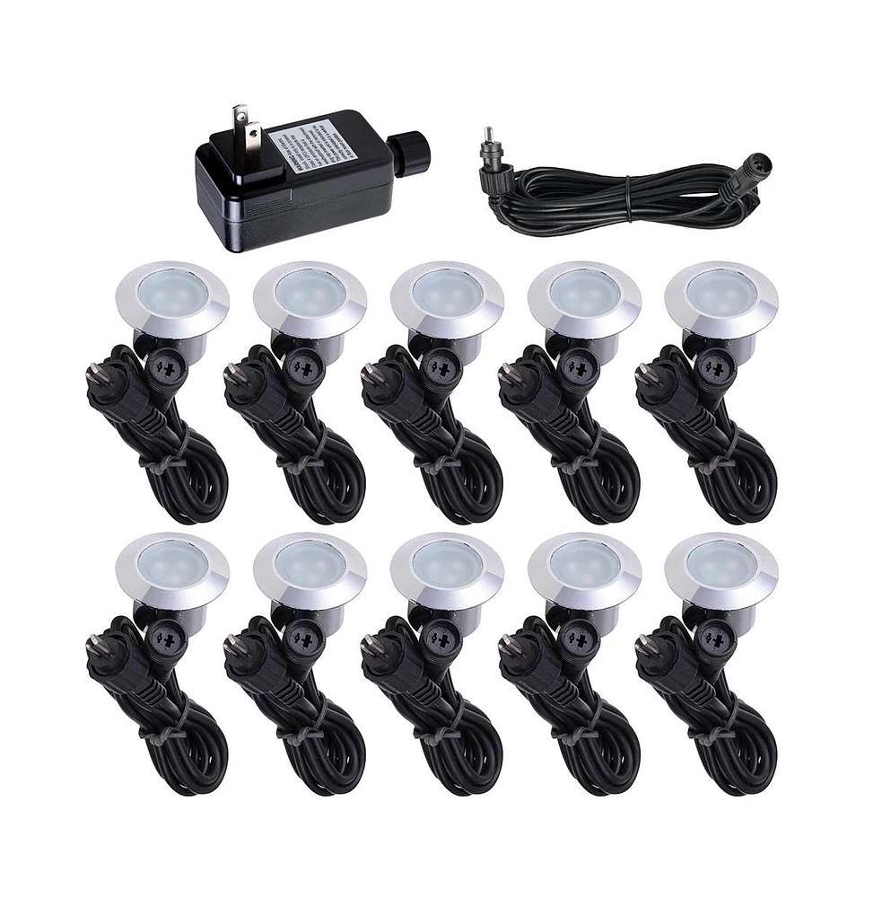 Yescom 10pcs Led Deck Light Kit Outdoor Yard Garden Patio Stair Landscape Pathway Decor - Off