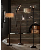 360 Lighting Riley Rustic Farmhouse Torchiere Floor Lamp Standing 72" Tall Painted Bronze Brown Metal 3