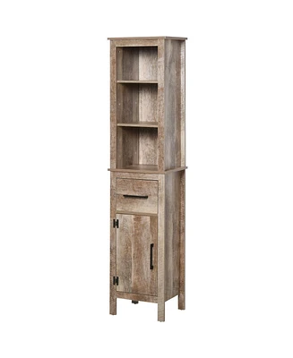 Kleankin Tall Bathroom Storage Cabinet, Freestanding Linen Tower with 3