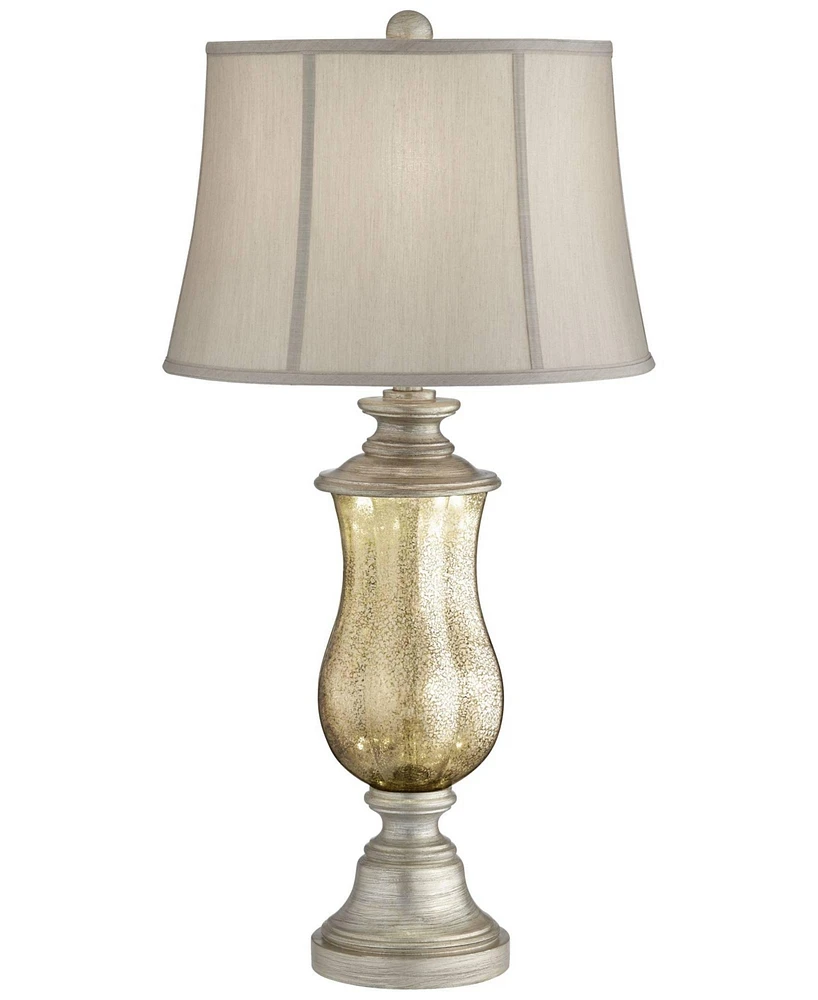 Barnes and Ivy Freida Traditional Curving Urn-Shaped Table Lamp with Nightlight 33.5" Tall Mercury Glass Off