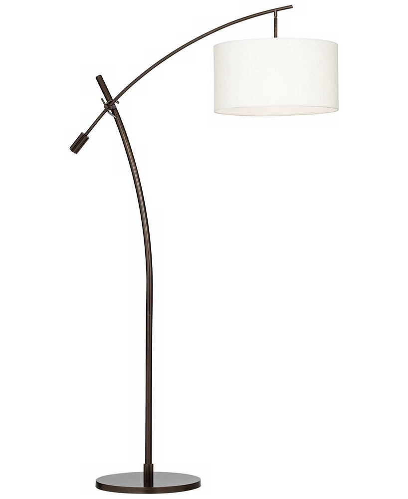 Possini Euro Design Raymond Modern Arched Floor Lamp Standing 69" Tall Bronze Brown Metal Slim Profile Off