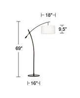 Possini Euro Design Raymond Modern Arched Floor Lamp Standing 69" Tall Bronze Brown Metal Slim Profile Off