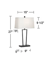 360 Lighting Cole Modern Minimalist Table Lamps 27" Tall Set of 2 with Usb Charging Ports Black Metal White Rectangular Shade for Living Room Bedroom