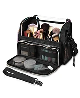 Byootique Makeup Brush Case Portable Artist Brush Holder Stand-Up Travel Cosmetic Organizer Bag