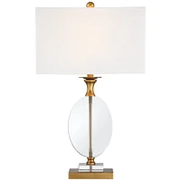 Vienna Full Spectrum Valerie Modern Glam Luxury Table Lamp 28" Tall Gold Clear Crystal Glass White Fabric Rectangular Shade for Living Room Bedroom Ho