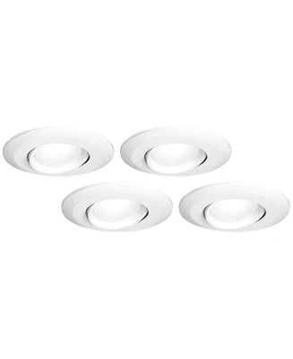 4" White Gimbal Retrofit 10W Led Eyeball Downlights 4-Pack - Tesler