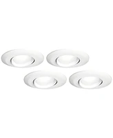 Tesler 4" White Gimbal Retrofit 10W Led Eyeball Downlights 4-Pack