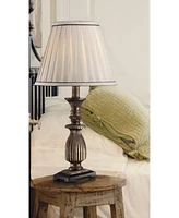 Regency Hill Ribbed Traditional Rustic Accent Table Lamp 18" High Antique Gold Beige Fabric Pleated Empire Shade Decor for Bedroom Living Room House H