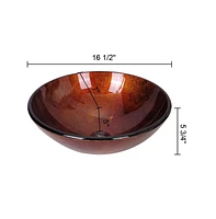 Aquaterior Bathroom Artistic Tempered Glass Vessel Sink Round Bowl Vanity Pattern Spa Basin