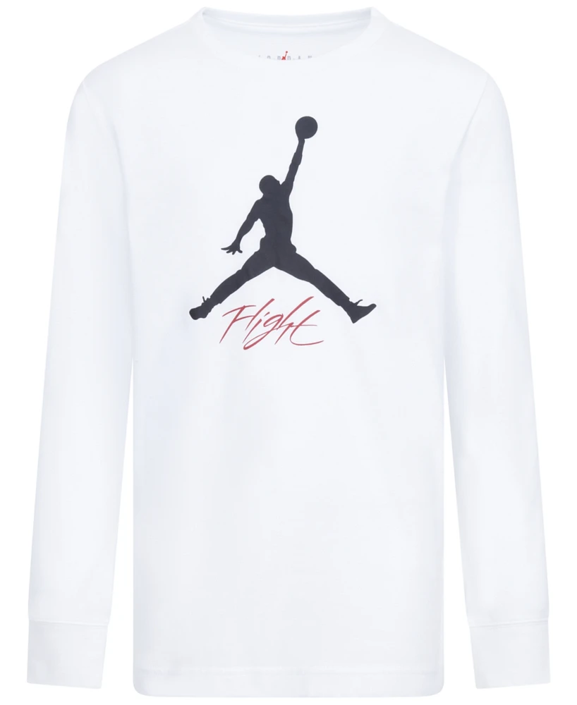 Jordan Big Boys Baseline Flight Long-Sleeve Graphic T-Shirt