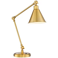 360 Lighting Wray Modern Desk Lamp 26 3/4" High with Usb Charging Port Warm Brass Gold Metal Adjustable Arm Head for Bedroom Living Room House Bedside