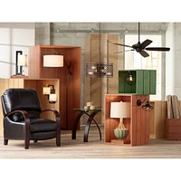 360 Lighting Modern Accent Table Lamp 20.5" High Rich Espresso Bronze Brown Open Rectangular Metal Base Oatmeal Floating Box Shade for Living Room Bed