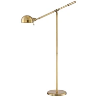 360 Lighting Dawson Traditional Task Pharmacy Light Floor Lamp Standing 55" Tall Antique Brass Metal Adjustable Balance Boom Arm Gold Shade Decor for