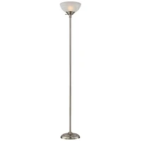 360 Lighting Maddox Modern Torchiere Floor Lamp 71" Tall Satin Nickel Silver Slim Profile Alabaster Glass Shade Pole Light for Living Room Reading Hou