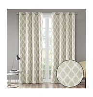 SunSmart Blakesly Ikat blackout curtains for bedroom, Silver grommet top fit up to 1.25 inches rod Single Curtain Panel for Living Room, Width 50 leng