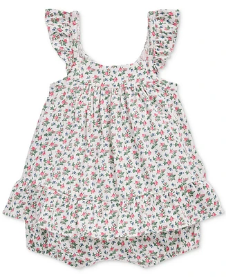 Polo Ralph Lauren Baby Girls Floral Cotton Jersey Top & Bloomer Set