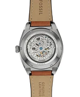 Fossil Men's Everett Automatic Brown Leather Watch 42mm