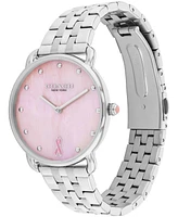 Coach Women's Silver Elliot Stainless Steel Breast Cancer Awareness Watch 36mm