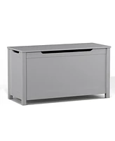 Simplie Fun Kids Wooden Toy Box Storage With Safety Hinged Lid For Ages 3+ (Gray)