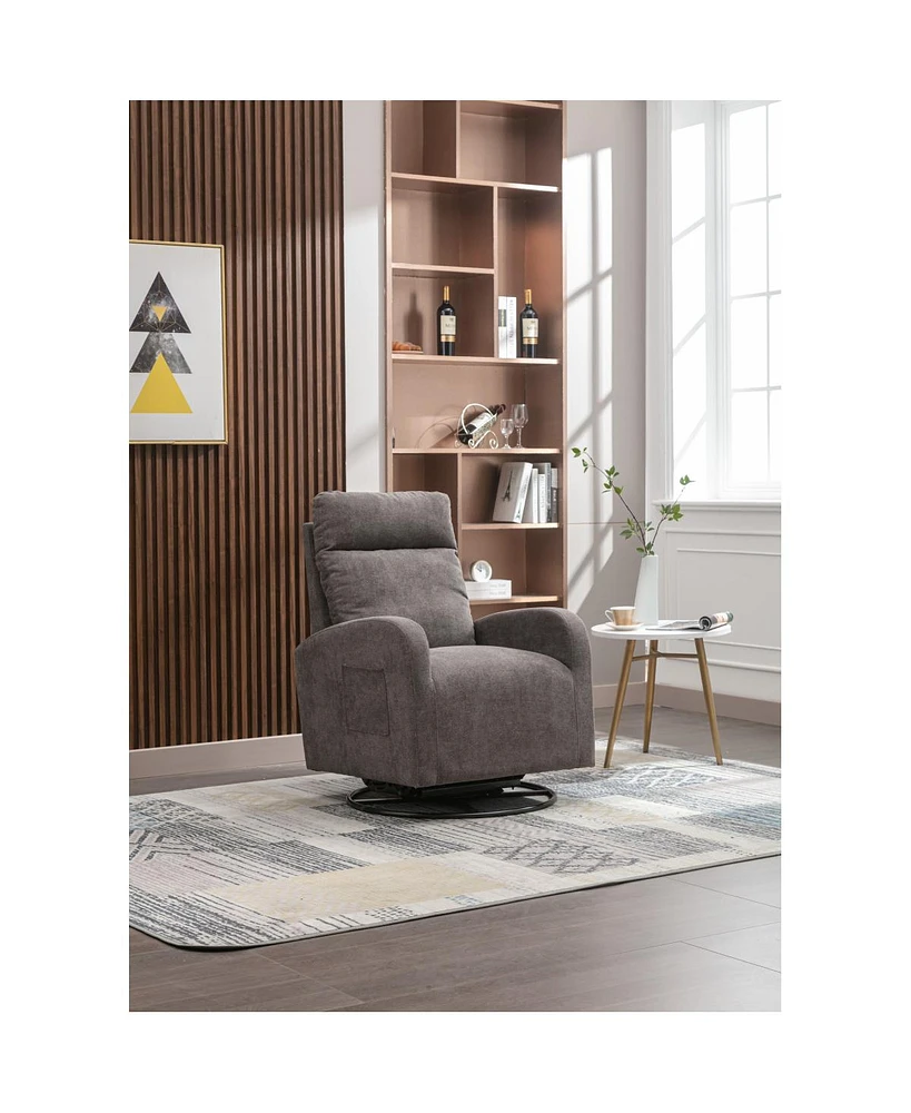 Simplie Fun Upholstered Swivel Glider Rocking Chair For Nursery In Modern Style One Left