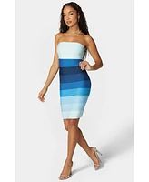 Bebe Women's Strapless Colorblock Bandage Midi