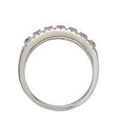 Suzy Levian Sterling Silver Sapphire & Created White Color-Pop Half Band Ring