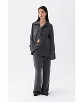 Nocturne Women's Contrast Topstitched Shirt