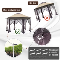 Spacious Hexagon Gazebo with Mesh Walls for Outdoor Shade and Protection