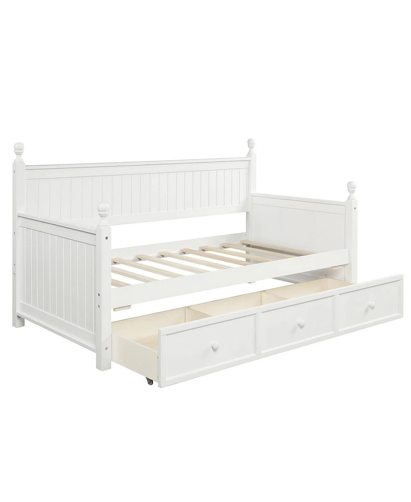 Simplie Fun Wood Daybed With Three Drawers, Twin Size Daybed, No Box Spring Needed