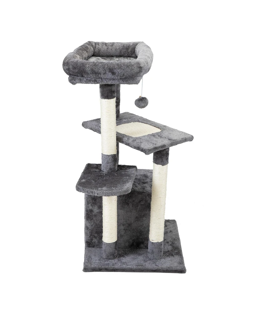 Simplie Fun Multipurpose Cat Tree with Sisal Scratching Post, Cozy House, and Play Mat