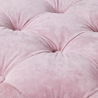 Pink Modern Velvet Upholstered Ottoman, Exquisite Small End Table, Soft Foot Stool