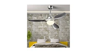 Slickblue Modern 48" Ceiling Fan with Dimmable Led Light and Remote Control Reversible Blades-Silver