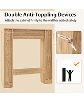 Costway Over The Toilet Storage Cabinet Double Door Bathroom Organizer
