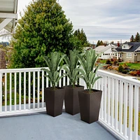 Stylish Rattan-Like Set of 3 Self-Draining Planter Pots (14x14x24