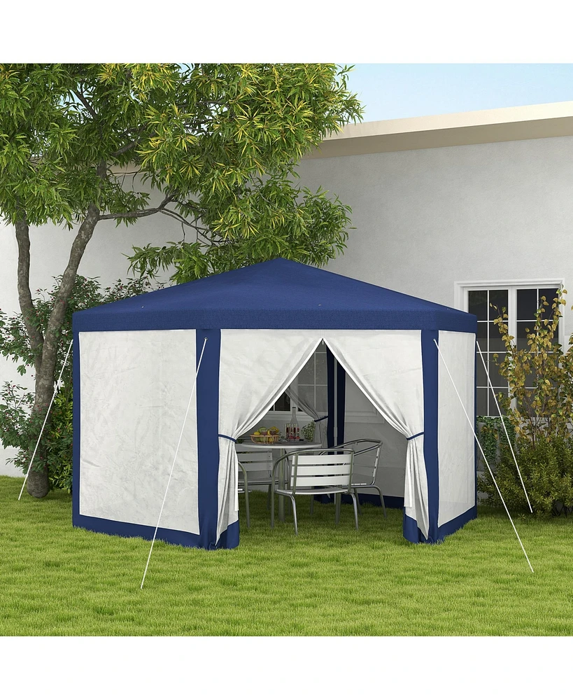 Streamdale Furniture Spacious Hexagon Screen Party Tent with Sidewalls for Bug-Free Outdoor Gatherings