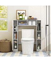 Costway Over The Toilet Storage Cabinet Double Door Bathroom Toilet Storage Organizer