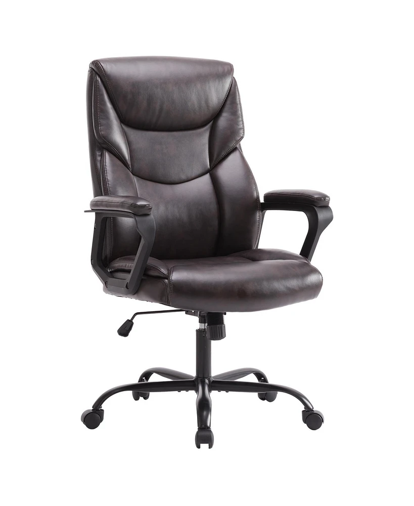 Streamdale Furniture Home Office Chair Ergonomic Pu Leather Desk Chair With Armrests